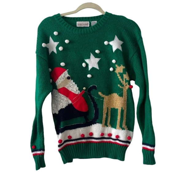 adell barre Sweaters - 1980's Adelle Barre Unisex Vintage Ugly Christmas Sweater